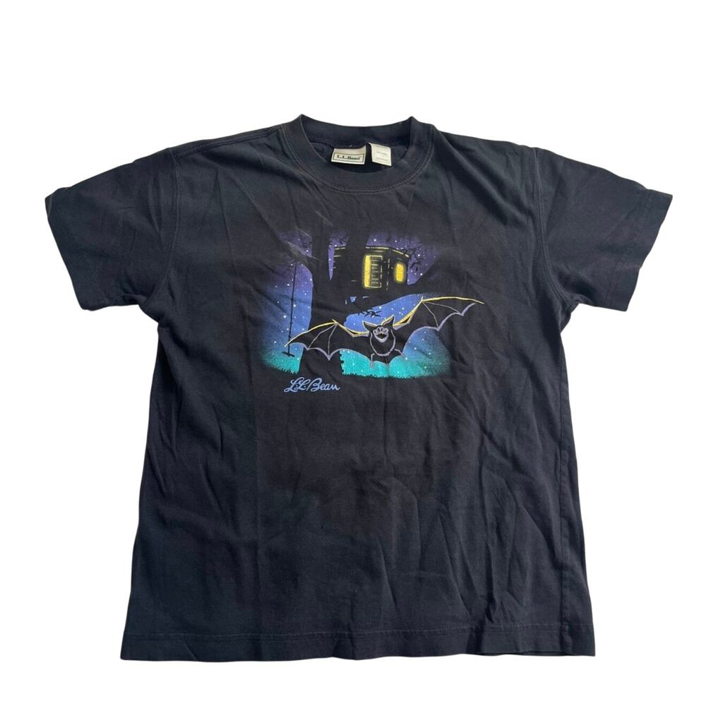Vintage L.L. Bean Graphic T-Shirt Halloween Bat Gothic Grunge Retro Women’s S